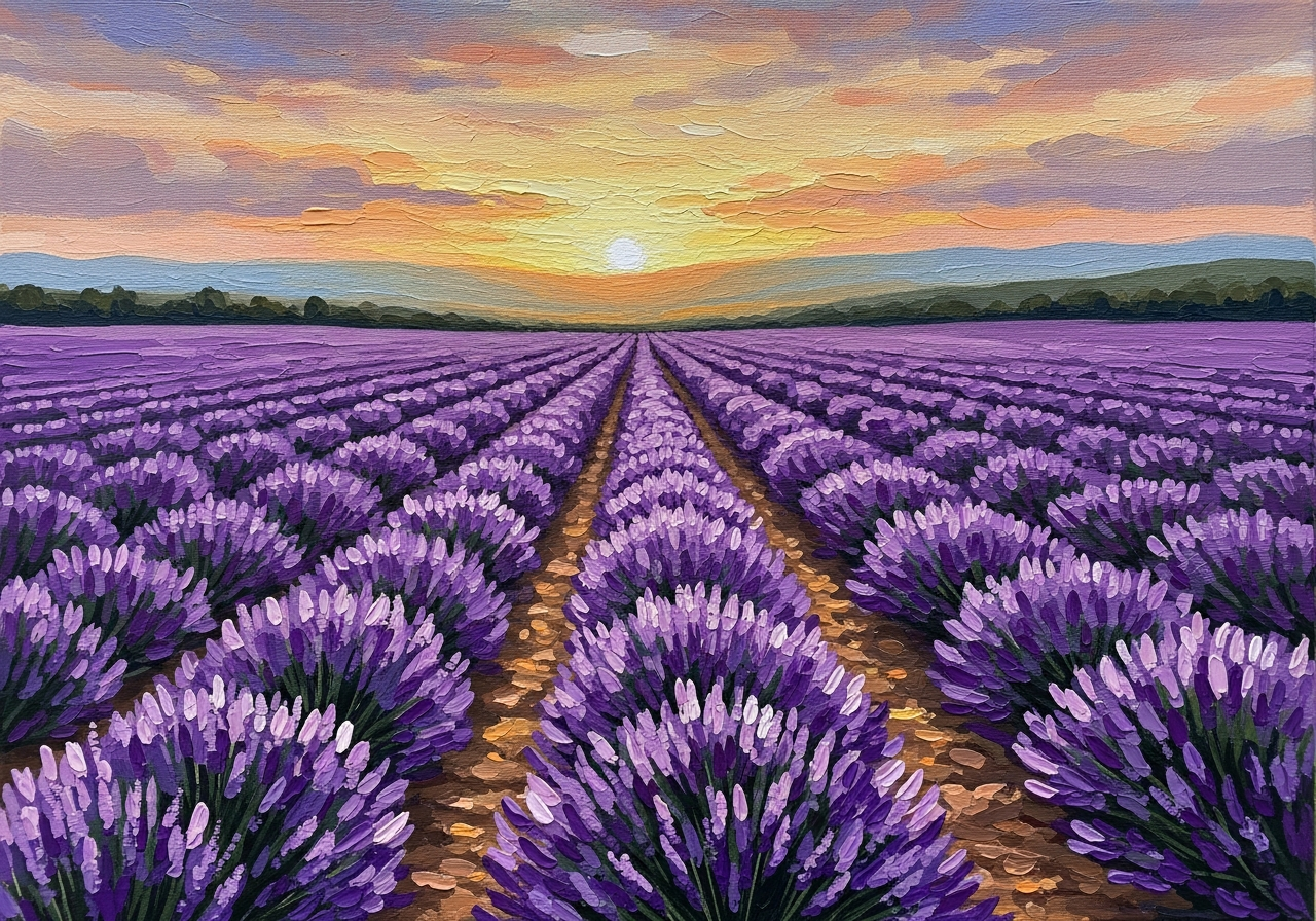 Лавандовое поле — работа ученика