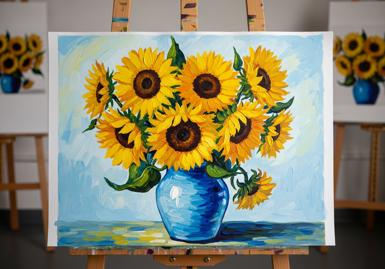 Подсолнухи — работа ученика