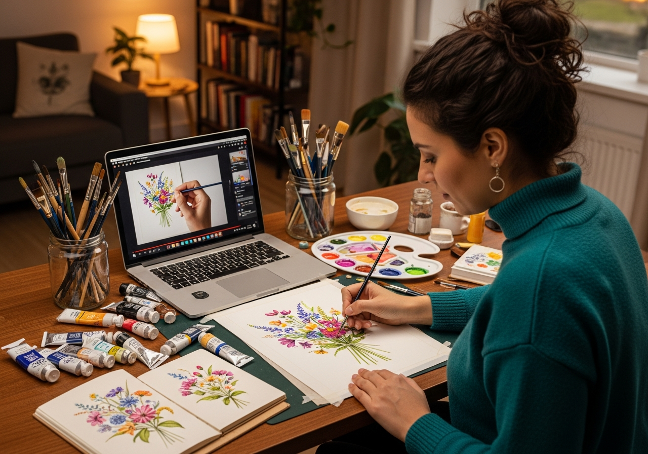 Онлайн-урок по рисованию гуашью